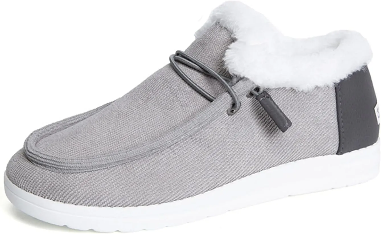 Fur Boots White Women's Winter Snow Boots Slip on Insulated Fur Lined Lightweight Cold Weather Warm Ankle Booties Comfortable Outdoor Walking Shoes