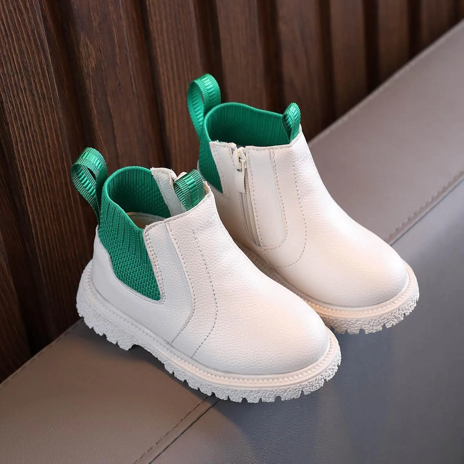 Girls Boys Children Ankle Boots Kids Low Heel Booties Fashion Side Zipper Short Flat Shoes Toddler Short Boots for Girls (White, 2.5-3 Years Toddler)