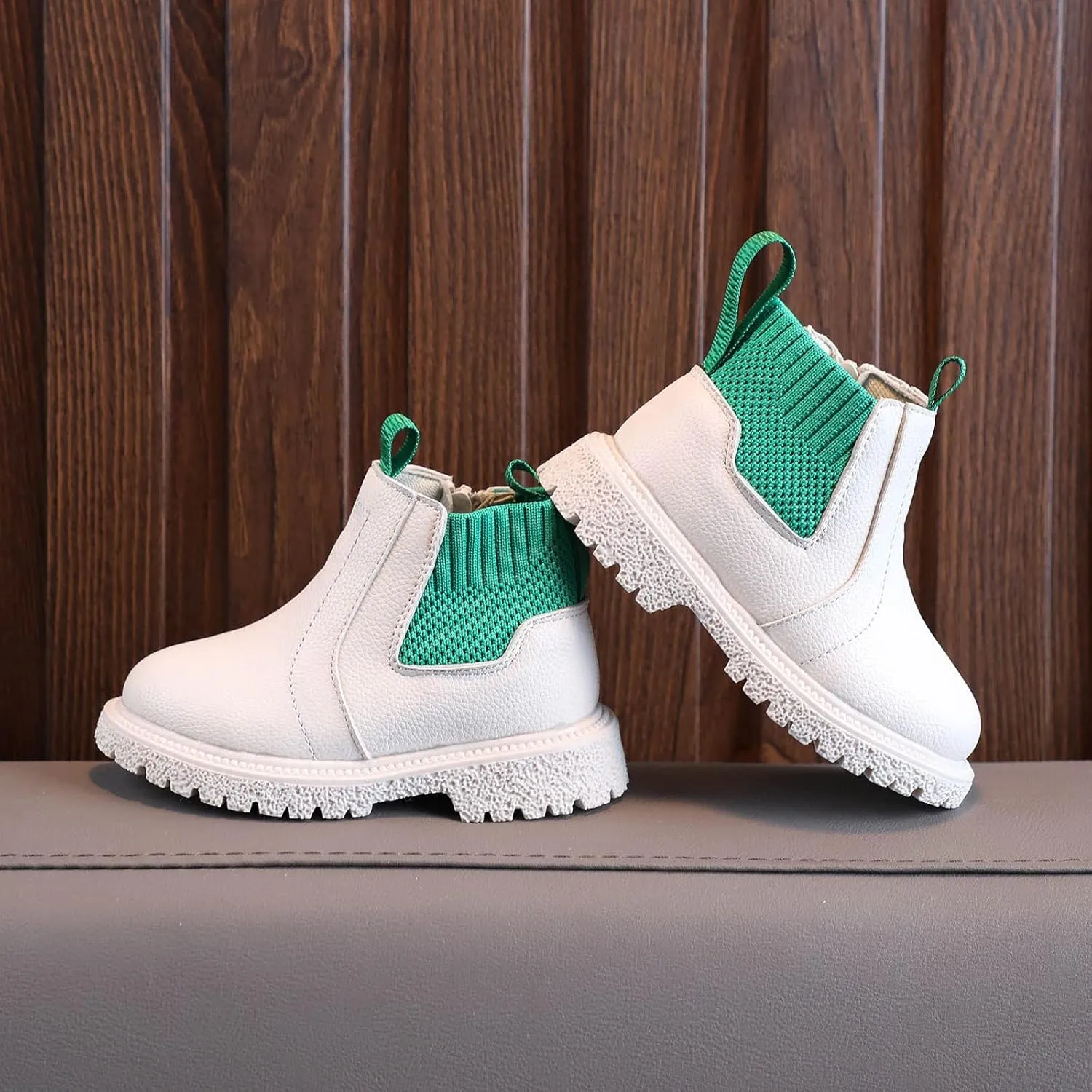 Girls Boys Children Ankle Boots Kids Low Heel Booties Fashion Side Zipper Short Flat Shoes Toddler Short Boots for Girls (White, 2.5-3 Years Toddler)