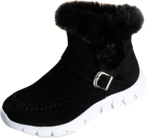 Ladmiple Snow Boots For Women Cute Wide Calf Winter Ankle Booties Slip on Warm Comfortable Outdoor Fur Lined Walking Shoes