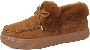 Ladmiple Snow Boots For Women Cute Wide Calf Winter Warm Ankle Booties Fur Lined Anti-Slip Outdoor Slip On Comfortable Shoes