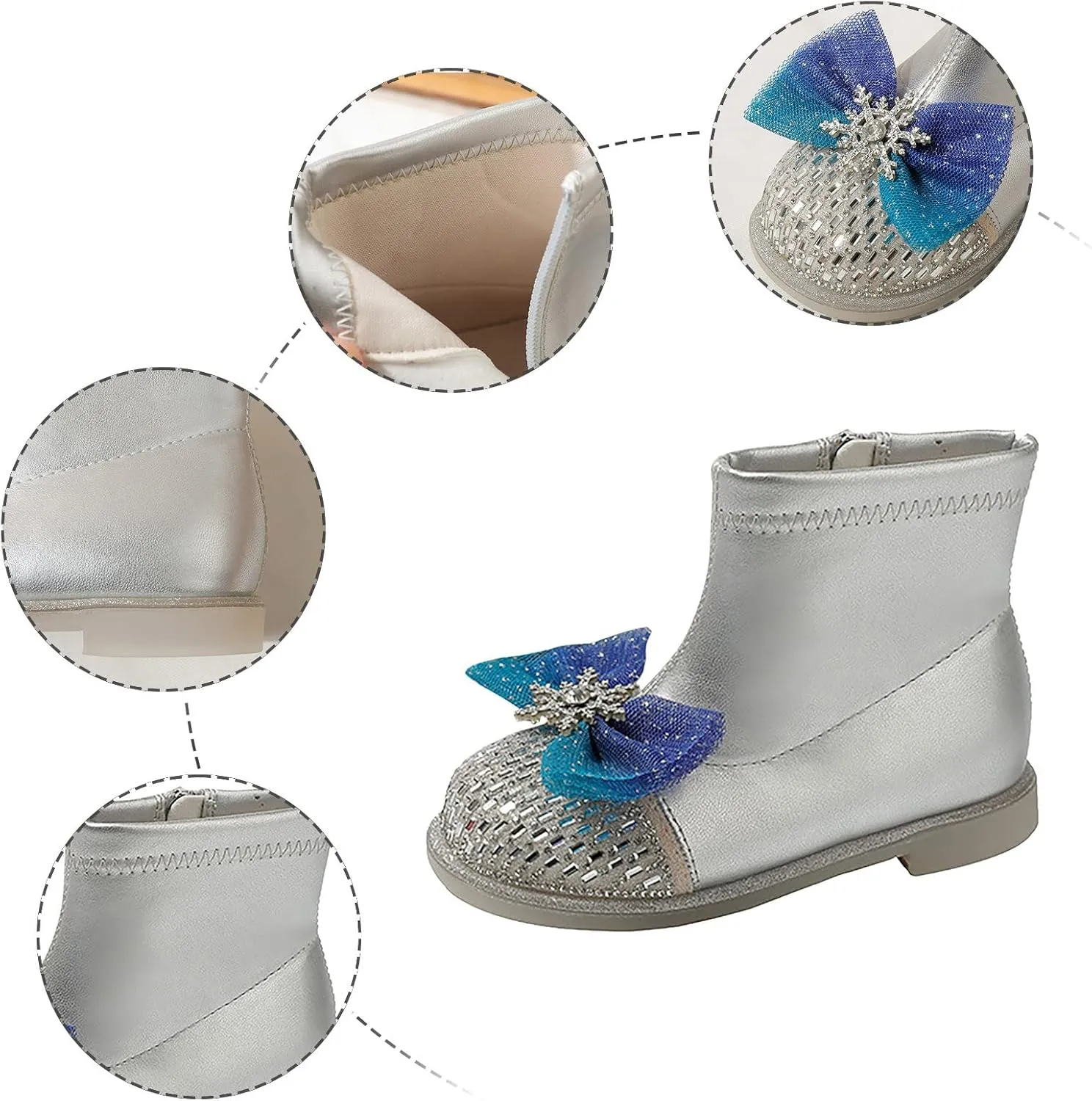 Leather Shoes For Girls Glitter Ankle Boots Kids Low Heel Dress Booties Fashion Side Zipper Short Girls Hunting Gear