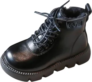 Warm Boots for Baby Fashion Spring Autumn Children Boots Boys And Girls Ankle Boots Thick (Black, 12 Little Child)