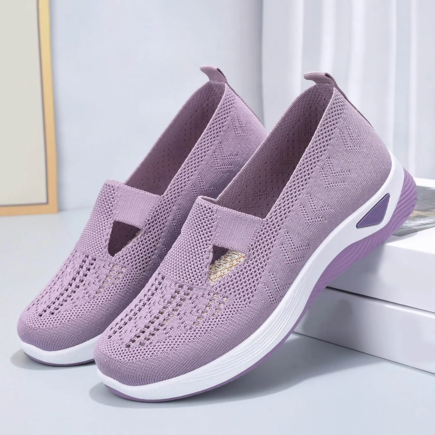 Womens Orthopedic Comfortable Walking Shoes Slip On Sneakers with Arch Support Casual Loafers for Plantar Fasciitis Relief Foot Heel Pain Diabetic Feet