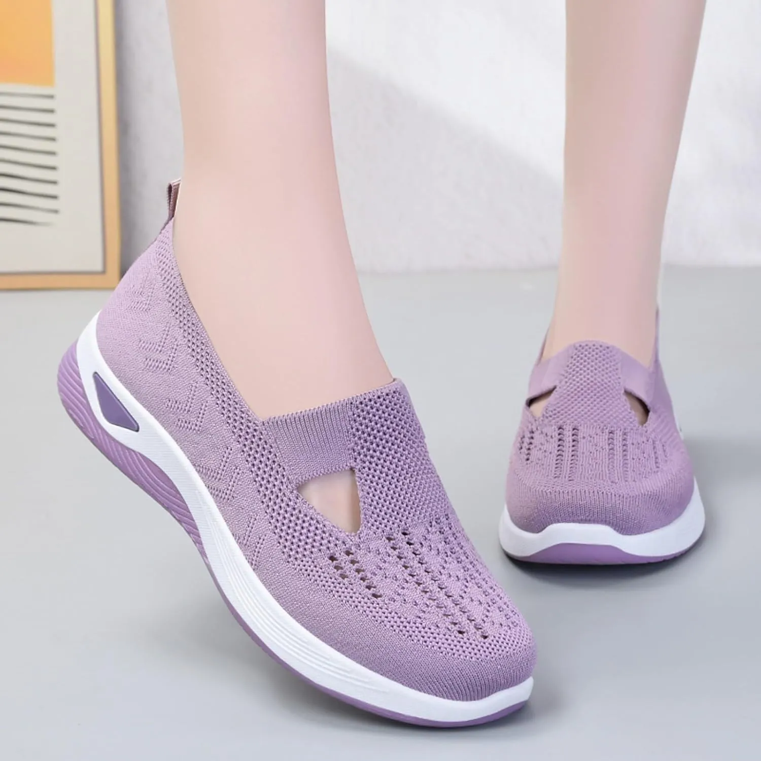 Womens Orthopedic Comfortable Walking Shoes Slip On Sneakers with Arch Support Casual Loafers for Plantar Fasciitis Relief Foot Heel Pain Diabetic Feet