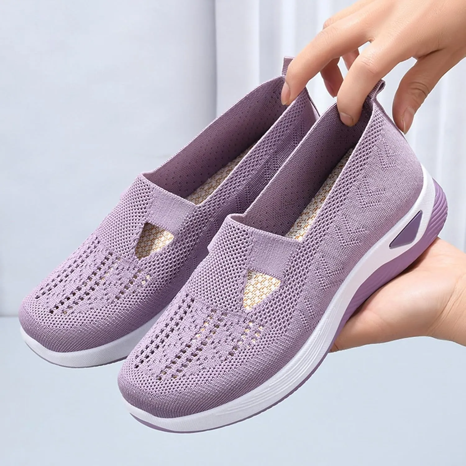 Womens Orthopedic Comfortable Walking Shoes Slip On Sneakers with Arch Support Casual Loafers for Plantar Fasciitis Relief Foot Heel Pain Diabetic Feet